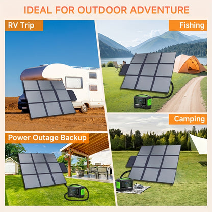 LVYUAN Pannello Solare Portatile da 120W/200W/300W/400W, Coperta Solare Piegevole, Pannello Solare Monocristallino ad Alta Potenza, Efficienza delle Celle Solari Fino al 22.5%, Adatto per Stazione di Alimentazione Avventura all'Aperto Barca Campeggio Gene