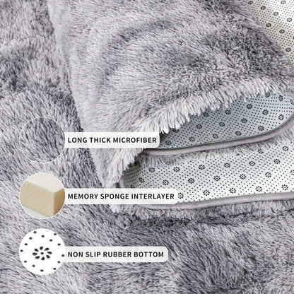 Morbidissimo Tappeto Moderno Grande per Interni, Lussuoso e Morbido per Soggiorno Camera da Letto Dormitorio Decorativo, Antiscivolo Peluche Soffice con Pelo, Comodo Tappetino Accento Pavimento Grigio Chiaro