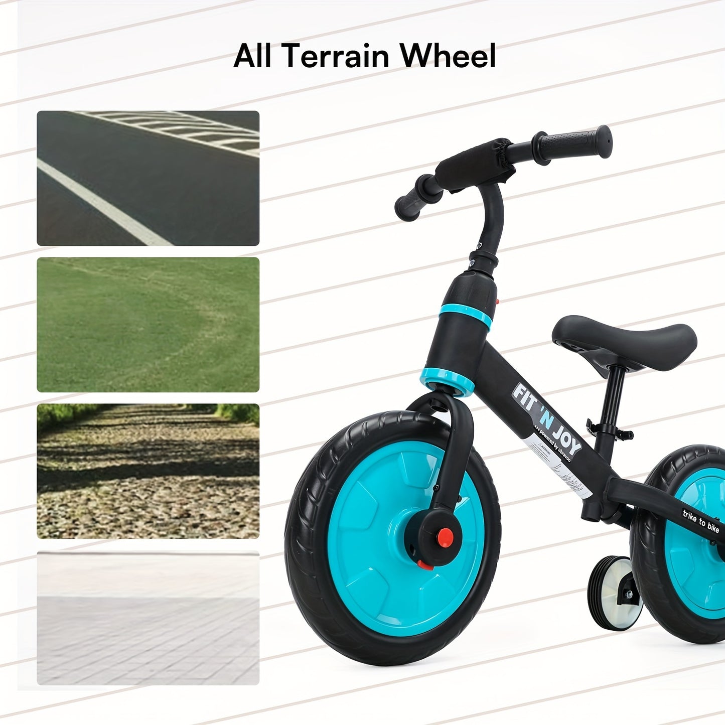 UBRAVOO Fit 'n Joy Bici per Bambini, Bici Bilanciata 4-in-1 con Pedali e Stabilizzatori, Triciclo-a-Bici per Ragazzi e Ragazze dai 2 ai 5 Anni