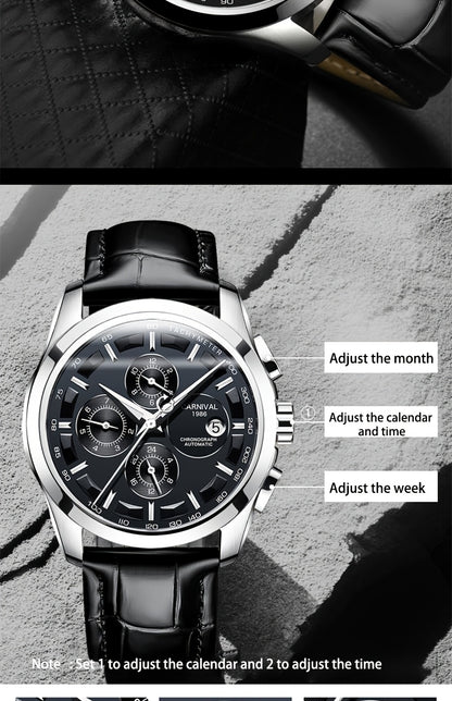 [I&W CARNIVAL] Orologio Meccanico Automatico Multifunzione Uomo, Orologio Sportivo alla Moda con Calendario e Impermeabile fino a 30m