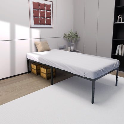 Struttura letto a piattaforma moderna in metallo con doghe robuste in acciaio e spazio di stoccaggio sotto il letto per camera da letto e camera degli ospiti, nero