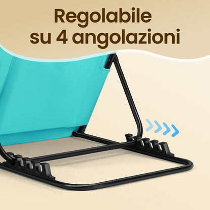 Lettino da Spiaggia, Sedia a Sdraio, Lettino Prendisole, Cuscino, Schienale Inclinabile, Portatile con Manico, per Campeggio Giardino Piscina, 158 x 55 cm, Grigio Ardesia/Azzurro Cielo/Blu Turchino/Grigio