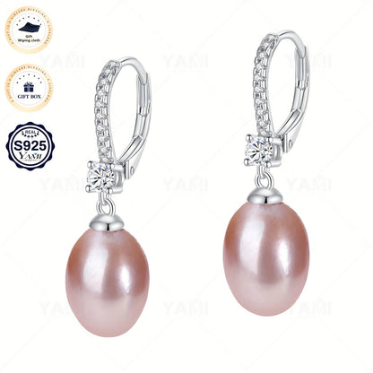 Set Scatola Regalo YAMI, Orecchini a Clip con Perle d'Acqua per Donna, Orecchini con Perle d'Acqua , Bianco/Viola/Nero Orecchini Ipoallergenici in Argento Sterling 925, Adatti come Gioielli Regalo per Donna per Ogni Occasione, Regali di Compleanno, Regali