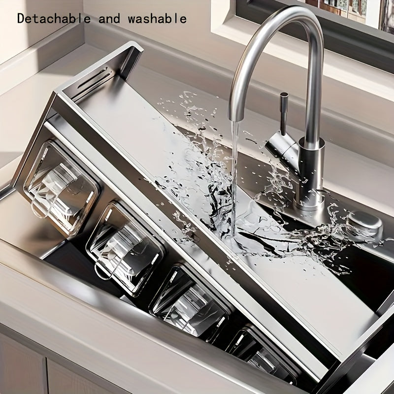 Organizzatore per spezie da parete in acciaio inossidabile, contenitore multifunzionale da cucina, portaspezie nero, portaspezie con barattoli per spezie