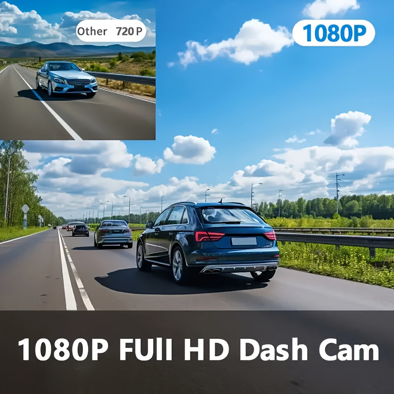 BCUOZ Dash Cam per auto 360 gradi con lente 3/4, 1080P, per auto, registrazione anteriore 1080P e posteriore/sinistra/destra 720P, con scheda di memoria da 64 GB, telecamera rotante a 360 gradi, registrazione in loop, Super Visione Notturna