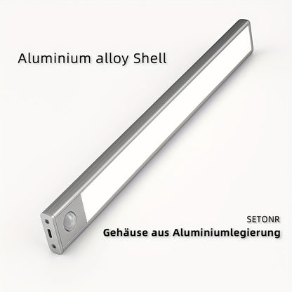 Luci a LED sottopensile Setonr con involucro in lega di alluminio, luce a sensore di movimento a batteria ricaricabile per uso interno, luci per armadio magnetiche dimmerabili, illuminazione senza fili sottopiano per cucina, scale, camera da letto, soggio