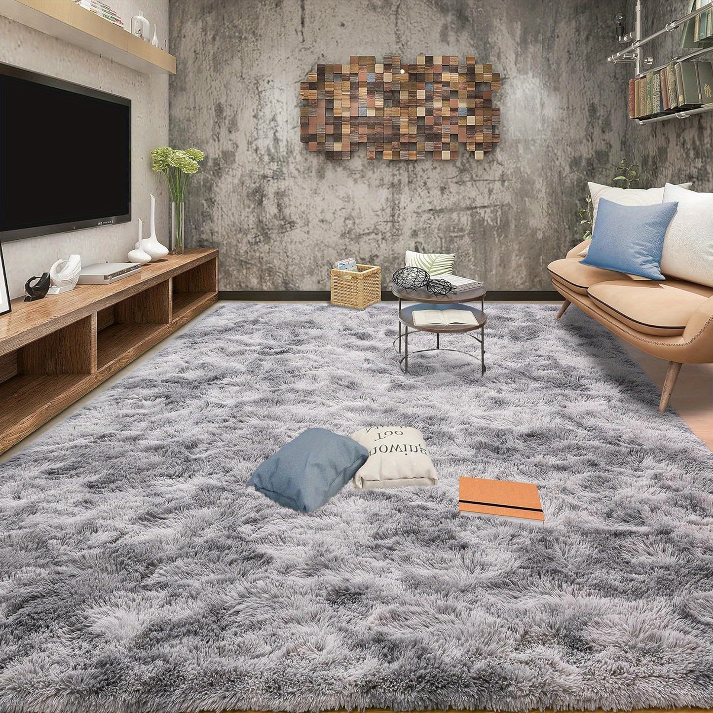 Morbidissimo Tappeto Moderno Grande per Interni, Lussuoso e Morbido per Soggiorno Camera da Letto Dormitorio Decorativo, Antiscivolo Peluche Soffice con Pelo, Comodo Tappetino Accento Pavimento Grigio Chiaro