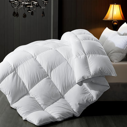 Hotel Series Copripiumino Trapuntato di Lusso - Piumone Morbido e Traspirante per Tutte le Stagioni, Lavabile in Lavatrice, Leggero e Caldo, Bianco Elegante per Casa o Hotel (135/155/200/220 cm) - Imbottitura in Poliestere Resistente, Accessori da Letto