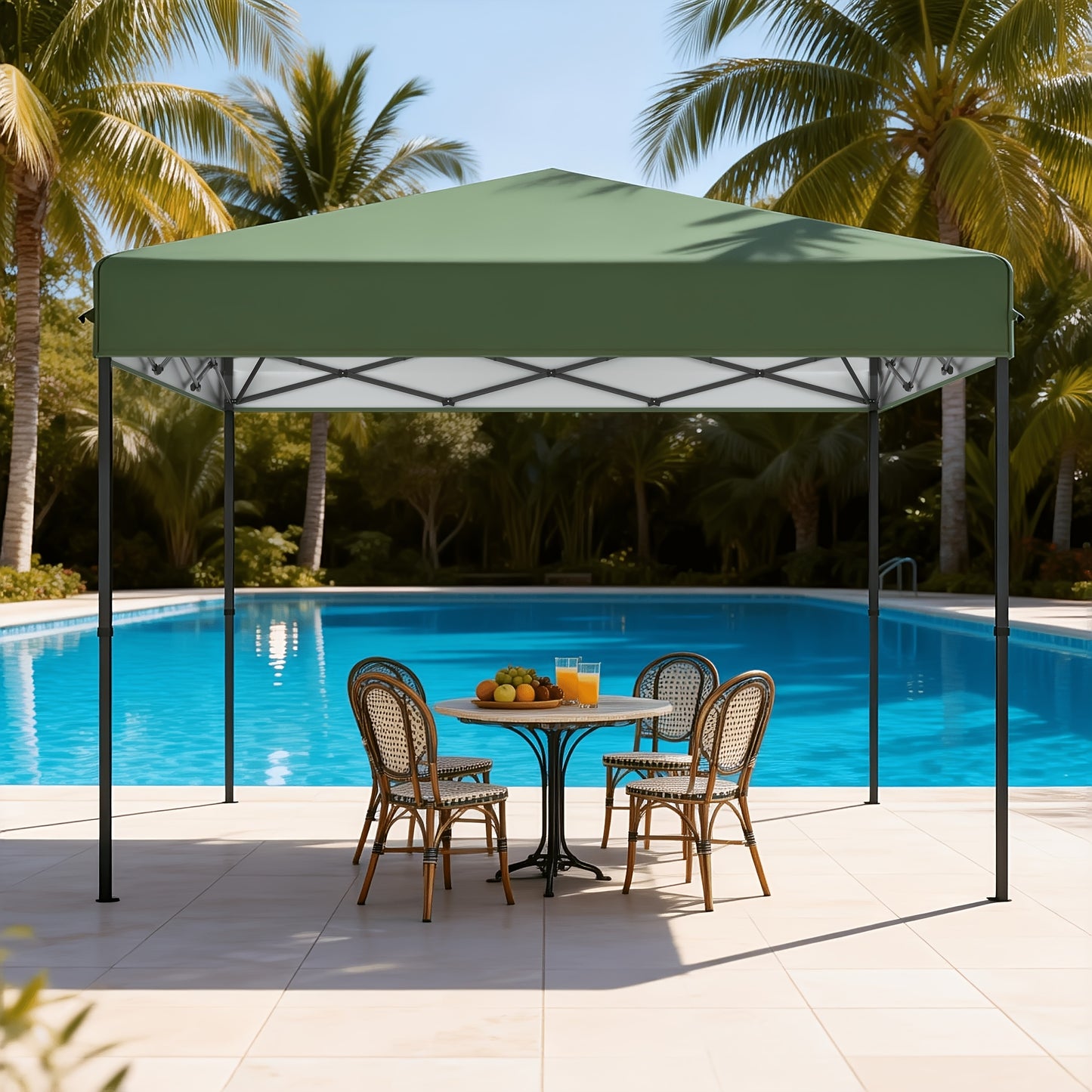 Gazebo Pieghevole 3X6 per Giardino, Gazebo Pieghevole, Baldacchino Pop-Up, Altezza Regolabile 2.4M - 2.6M Tenda da Festa Tenda da Giardino per Feste in Giardino Matrimoni all'Aperto, Stabile Senza Tessuto di Supporto
