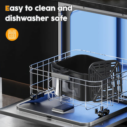 Friggitrice ad Aria Intelligente 6 in 1, Capacità di 10 Litri, Finestra Trasparente, 6 Modalità di Cottura Preimpostate, Controllo Touch, Timer da 60 Minuti, Temperatura Regolabile (80-200°C), Ideale per Barbecue Familiari e Pasti Sani a Basso Contenuto d