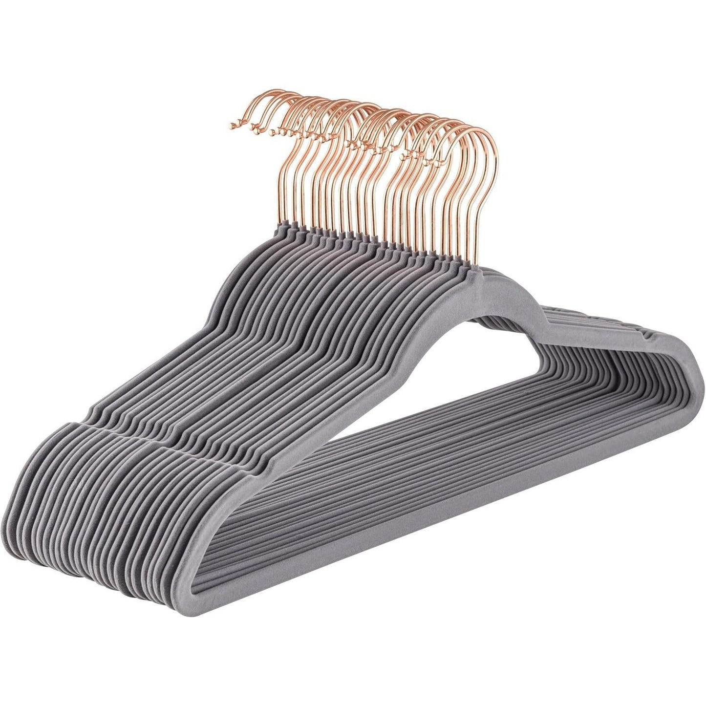Baroni Home Grucce in Velluto Salvaspazio 44,5 cm – Appendiabiti Antiscivolo con Gancio in Oro o Argento – Design Elegante e Ultra Sottile, Ideali per Vestiti, Camicie, Cappotti – Alta Capacità di Carico – Set da 20 o 50 Pezzi per Organizzare al Meglio il