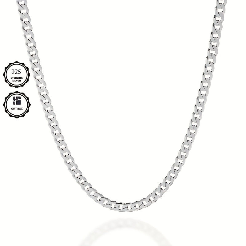 Magazzino Locale, Collana a Catena Cubana Argentata 925, Peso 15.5g/18.5g/20.6g, con Contenuto Argentato di 10g/12.3g/13.4g. Con un Design Elegante e Minimalista, Adatta per l'Uso Quotidiano, Include una Confezione Regalo di Lusso.