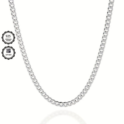 Magazzino Locale, Collana a Catena Cubana Argentata 925, Peso 15.5g/18.5g/20.6g, con Contenuto Argentato di 10g/12.3g/13.4g. Con un Design Elegante e Minimalista, Adatta per l'Uso Quotidiano, Include una Confezione Regalo di Lusso.