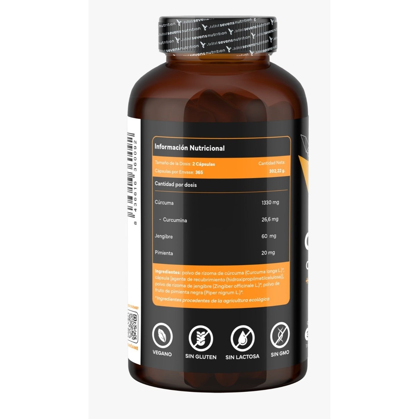 Confezione da 2x Curcuma ECO con Zenzero e Pepe Nero – 1410 mg per Dose – 730 Capsule Vegane – Formato XL Risparmio – Sevens Nutrition