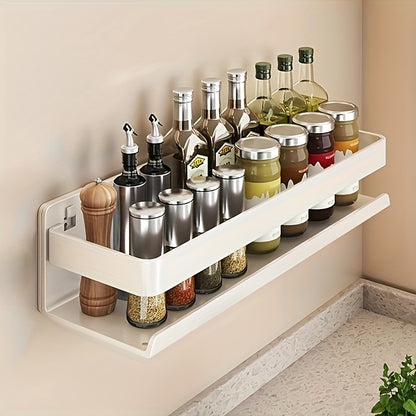 Porta spezie da muro di 40/60cm, set di 2 scaffali sospesi con ganci, salvaspazio, facile da installare, rack per conservazione condimenti, adatto per cucina e bagno (nero, bianco, grigio)