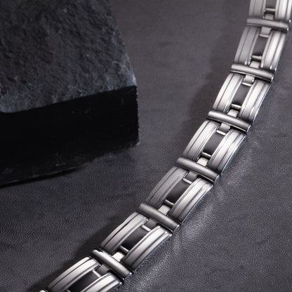 Braccialetto da Uomo in Acciaio Inossidabile 316L con 20 Magneti Potenti (3500 Gauss), Bracciale Magnetico per Polsi, Regolabile con Perline, Include Strumento di Smontaggio e Scatola Regalo Elegante