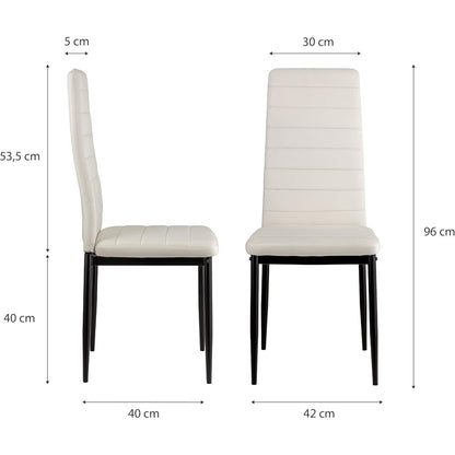 Baroni Home Set di 4 Sedie da Pranzo con Schienale Alto e Seduta Ergonomica con Cuciture Decorative, Sedie Eleganti Imbottite in Ecopelle o velluto con Struttura in Acciaio, 40X48X96 cm