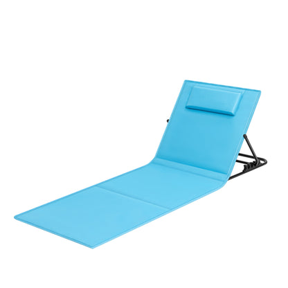 Lettino da Spiaggia, Sedia a Sdraio, Lettino Prendisole, Cuscino, Schienale Inclinabile, Portatile con Manico, per Campeggio Giardino Piscina, 158 x 55 cm, Grigio Ardesia/Azzurro Cielo/Blu Turchino/Grigio