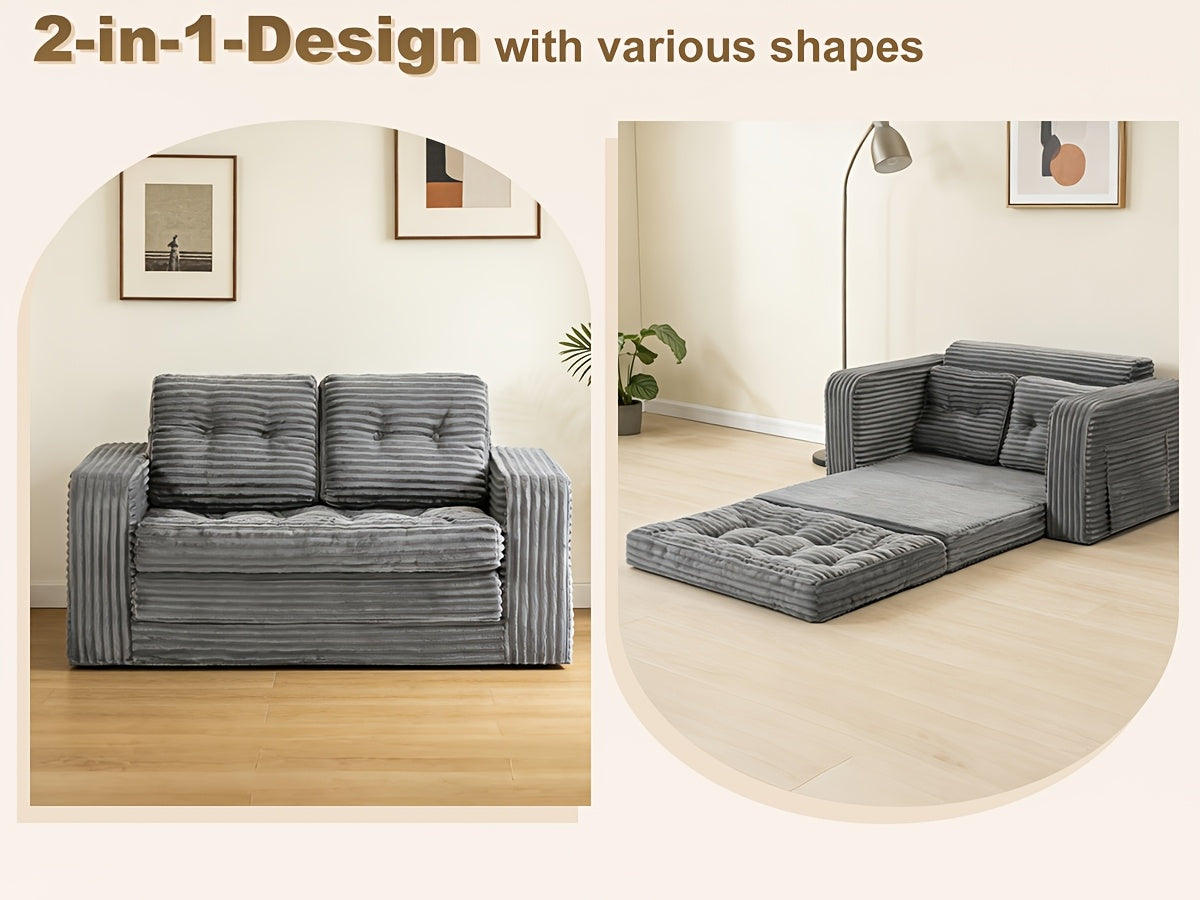 Divano Letto Pieghevole Pop Up, Disponibile in Configurazioni Singola o Doppia. Divano Letto Multifunzionale in Velluto a Coste, Ideale per Appartamenti Compatti, Balconi e Dormitori Studenteschi. Non Richiede Montaggio