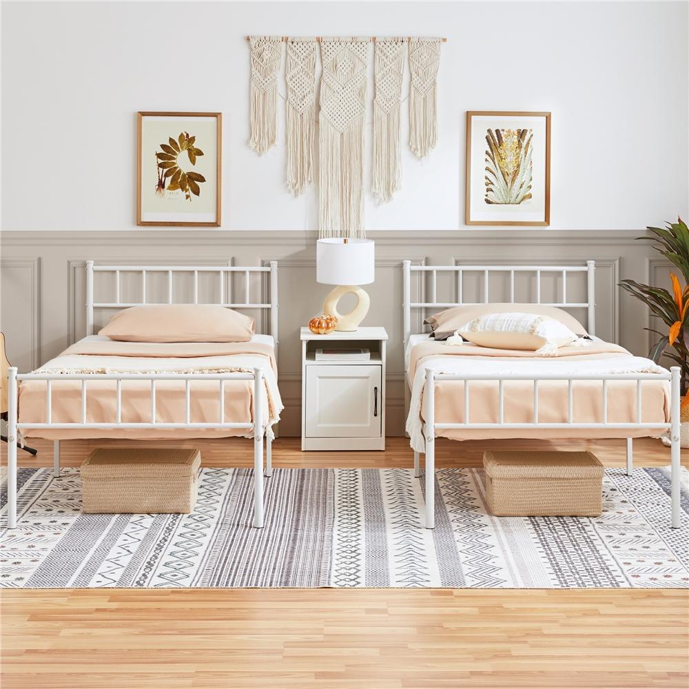 Costoffs Struttura Letto Moderno in Metallo con Testiera e Pediera con Spazio di Archiviazione per Appartamento Camera da Letto