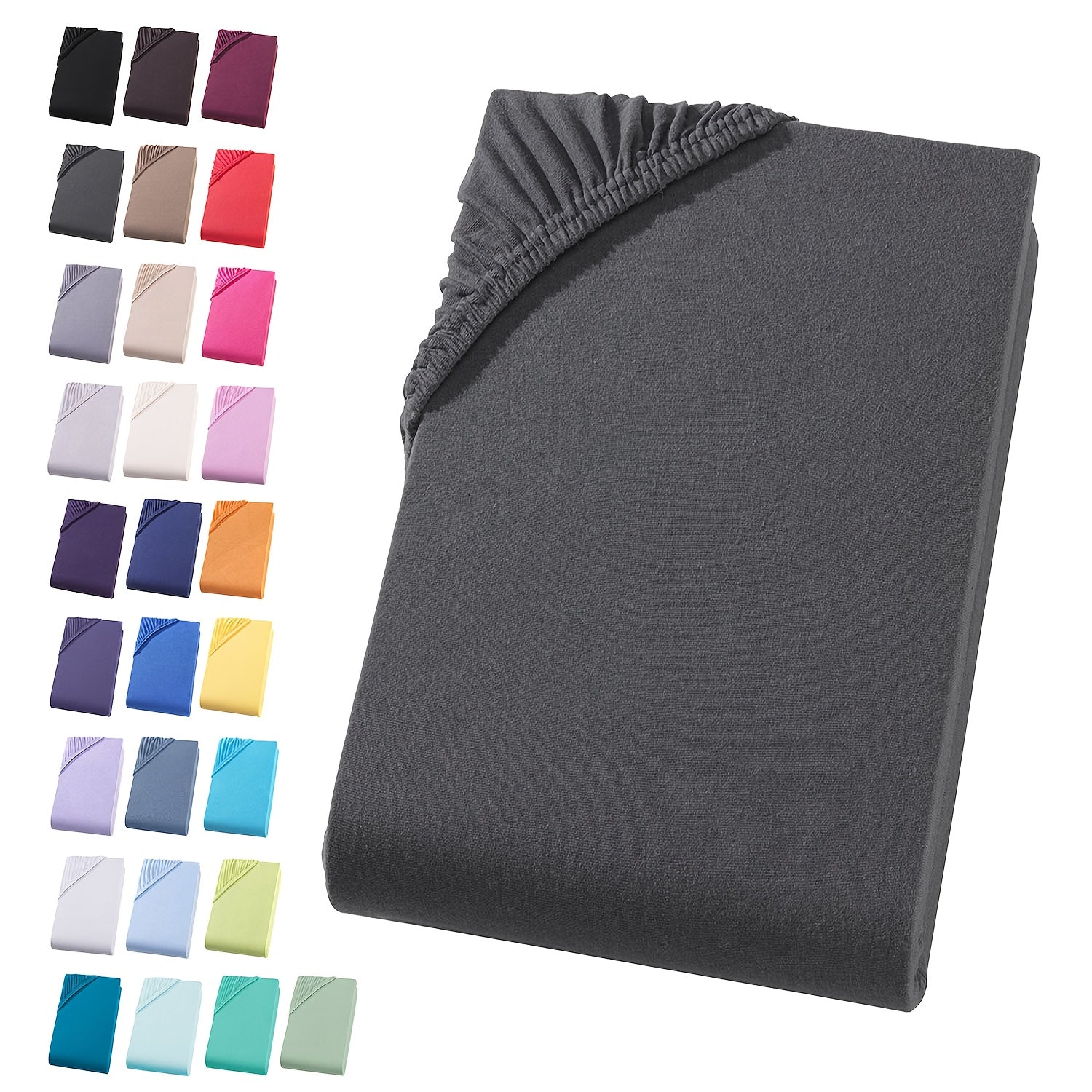 2 Pezzi Lenzuolo Jersey 100% Cotone 130gsm, Lenzuolo con Angoli Elastici, Gonna 30cm, Ipoallergenico, Traspirante, Adatto per Camera da Letto, Dormitorio e Camera degli Ospiti, Lavabile in Lavatrice, Biancheria da Letto Jersey