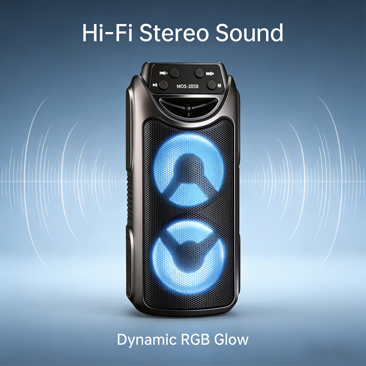 Altoparlante Wireless Portatile con Doppio Subwoofer da 3', Luci LED RGB, Batteria Ricaricabile da 1200Mah, Audio Stereo Wireless, TF/USB/AUX/FM Radio, Ingresso Microfono per Feste in Casa, Viaggi all'Aperto, Spiaggia, Campeggio