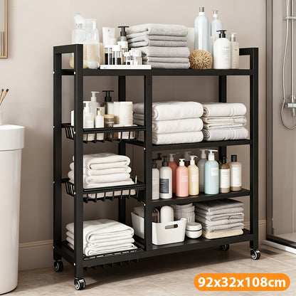 Scaffale da cucina portaoggetti in acciaio per carichi pesanti, scaffale per microonde ed elettrodomestici, scaffale portaoggetti, 92*32*108cm, mensola verticale, scaffale portaelettrodomestici, mensola aperta multistrato, salvaspazio, scaffale da cucina,