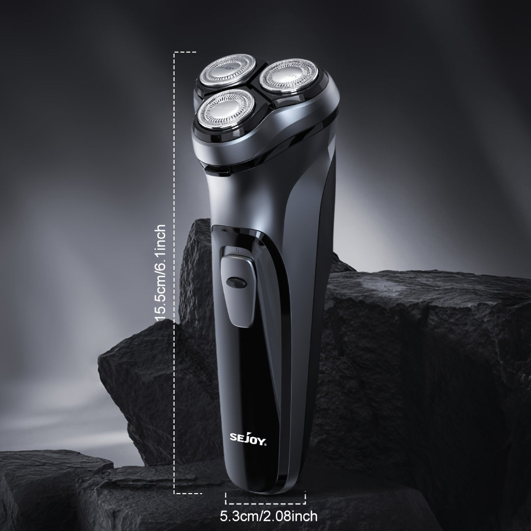 Rasoio Elettrico da Uomo, SEJOY Rasoio Elettrico per Uomo Viso, Rasoio Ricaricabile Wet & Dry con Rifinitore Pop Up, Ricarica Rapida in 1 Ora, Testina Flottante 3D, Indicatore di Alimentazione LCD