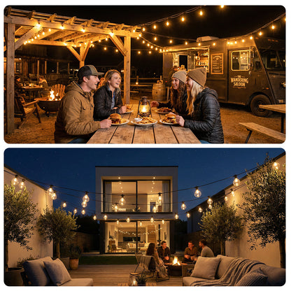 Catena Luminosa Solare da Esterno, 15M/20M/30M LED Luci da Giardino Dimmerabili Timer 8 modalità di illuminazione regolabili per Picnic Turistici, Atmosfera Decorativa, Illuminazione Cortile, Feste di Matrimonio, Cortili Esterni, Pergola Patio