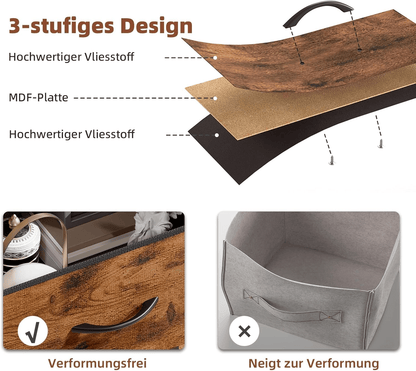 Cassettiera con cassetti, Cassettiera in tessuto per camera da letto, soggiorno, corridoio, Credenza, Mobile con cassetti, Mobile portaoggetti, 7 cassetti in tessuto, Effetto venatura del legno