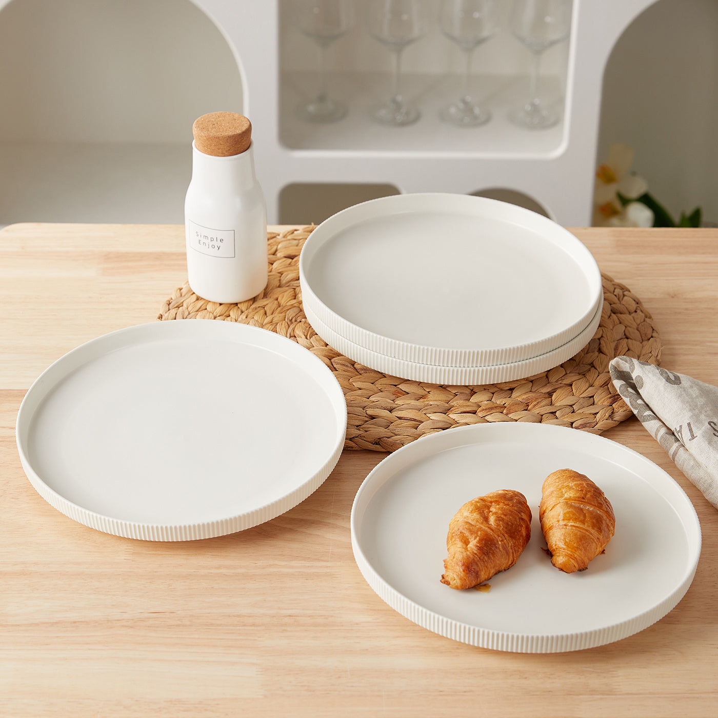 Set di stoviglie da 4 pezzi da 10,5 pollici, Ø27,7 cm, finitura opaca, piatti piani, piatti per portata principale, piatti da insalata, piatti per bistecca, piatti per pane, piatti per pasta, piatti per verdure, piatti per frutta, adatto per: casa, ristor
