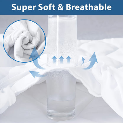 Questo è un set da 3 pezzi che include un proteggi materasso impermeabile ultra-morbido e una mezza federa (il nucleo del cuscino non è incluso). Presenta un design spesso e caldo in tinta unita, il che lo rende un'opzione perfetta per proteggere i matera
