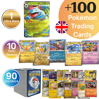 Carte Pokémon: ULTRA Pack +100 Carte Incluse 1 EX Brilliant ULTRA RARE in Lingua Inglese - Set Pokémon