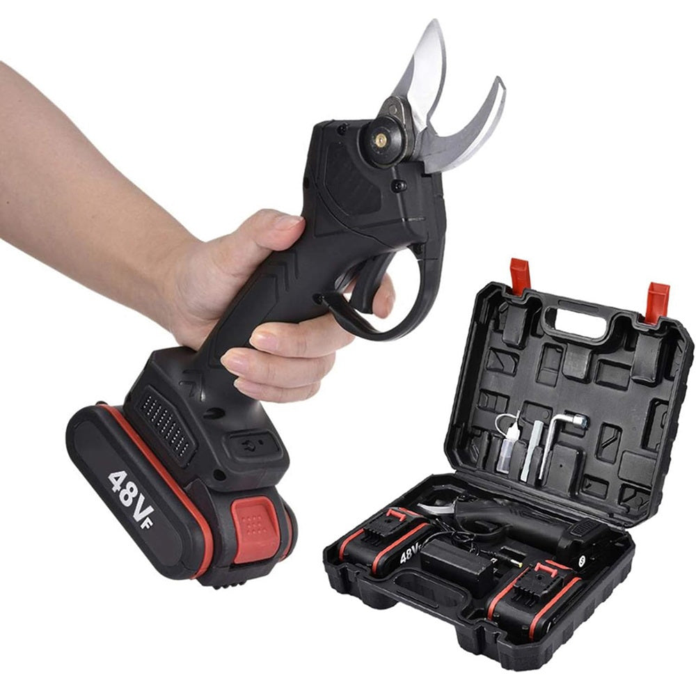 Forbici da Potatura Elettriche con Doppia Batteria da 48V Cesoie Trincia Rami Portatile