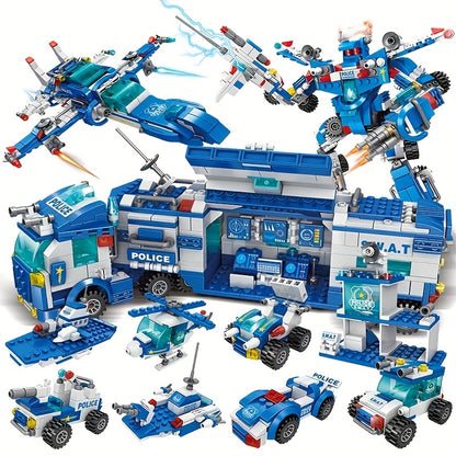 [Blue Patrol Polizia Blocchi da Costruzione Carpoy] Camion Blocchi da Costruzione Modello Auto | Kit di Costruzione | Auto della Polizia | Adatto per Regali di Festa/Ringraziamento/Halloween/Regali di Natale