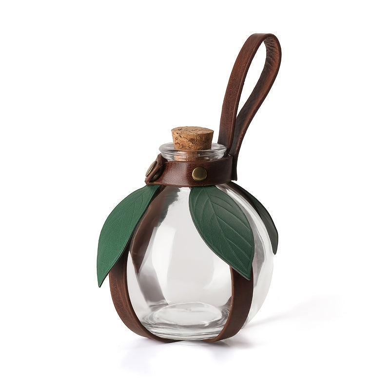 Bottiglia di Pozione da Stregone Fantasy con Tappo di Sughero e Cinturino | Bottiglia di Vetro, Coperchio in Legno, Stile Vintage, Lavare Solo a Mano, Adatta per Halloween, Feste Fantasy LARP e Accessori per Giochi di Ruolo Rinascimentali, Oggetti di Scen