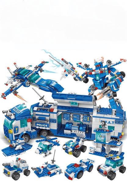 [Blue Patrol Polizia Blocchi da Costruzione Carpoy] Camion Blocchi da Costruzione Modello Auto | Kit di Costruzione | Auto della Polizia | Adatto per Regali di Festa/Ringraziamento/Halloween/Regali di Natale