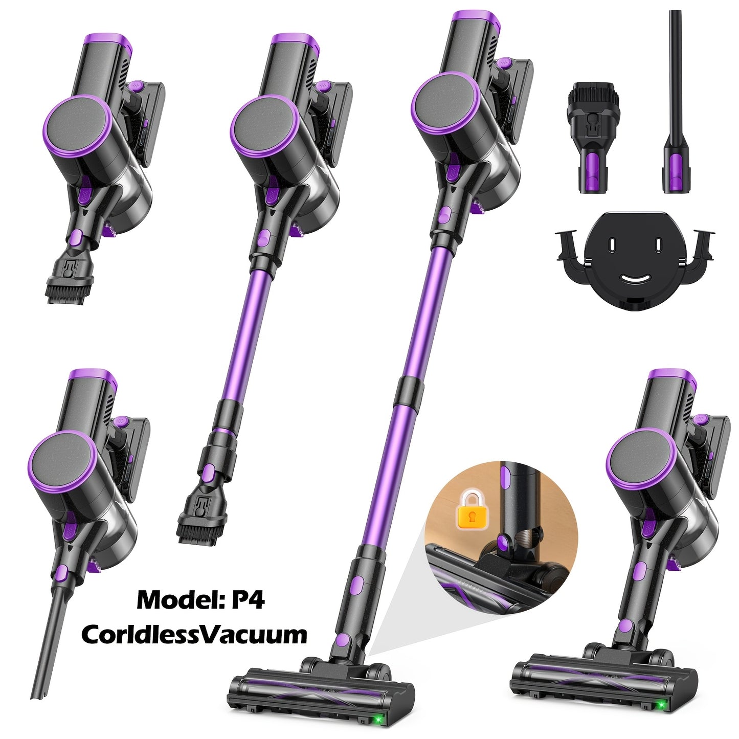 Aspirapolvere senza fili Lubluelu 46 Kpa -groviglio, aspirapolvere a bastone 6 in 1 con display a LED, autonomia di 50 minuti per tappeti, pavimenti duri, peli di animali domestici