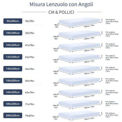 Lenzuolo con angoli estivo fresco - Ipoallergenico e traspirante, antiumidità, coprimaterasso trapuntato antiscivolo con elastico a 360°, antipiega, resistente allo sbiadimento, resistente al restringimento, lavabile in lavatrice (federa non inclusa).