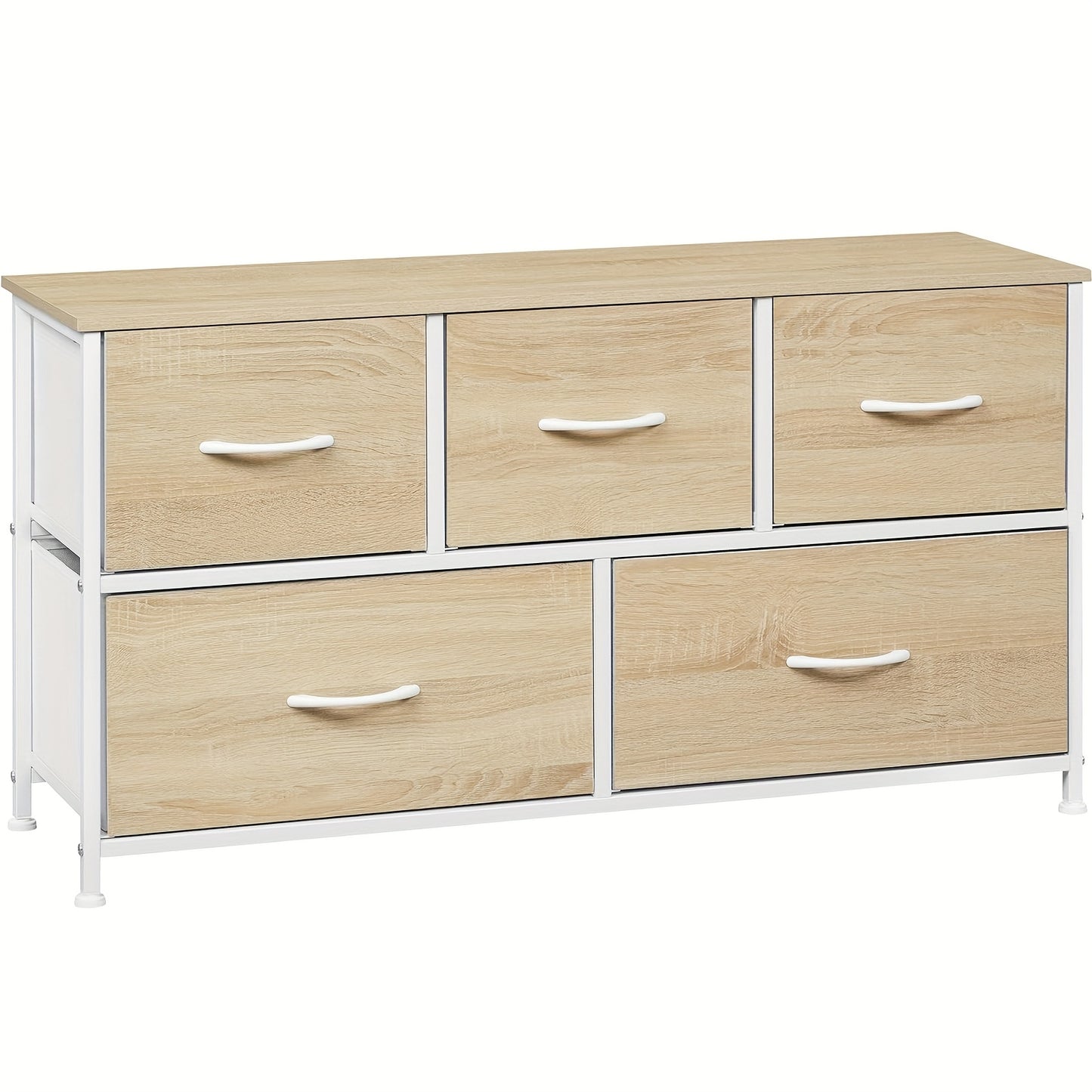 1 pz Cassettiera, Mobile a Cassetti, Telaio in Metallo, Realizzata in Legno, 5 Cassetti in Tessuto Non Tessuto, Utilizzabile come Comodino, Credenza, Mobile TV, Adatta per Camera da Letto, Soggiorno, Corridoio, Multifunzionale, Contenitore per la Casa, Ca