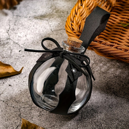 Bottiglia di Pozione da Stregone Fantasy con Tappo di Sughero e Cinturino | Bottiglia di Vetro, Coperchio in Legno, Stile Vintage, Lavare Solo a Mano, Adatta per Halloween, Feste Fantasy LARP e Accessori per Giochi di Ruolo Rinascimentali, Oggetti di Scen