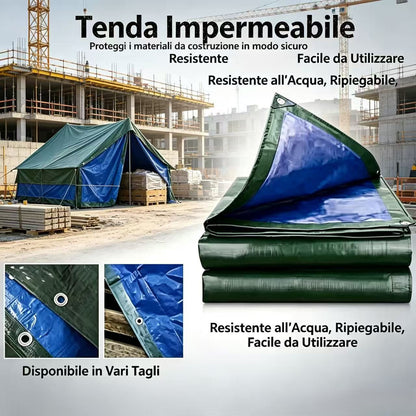 Telo Occhiellato Blu/Verde,Telone resistente, Telo Impermeabile,tessuto di alta qualità, multiuso, Adatto per Tetto,, con occhielli , ideale come regalo per familiari e amici, perfetto per cortili, giardini, patii e aree piscina,Barca, Ombreggiatura Veico