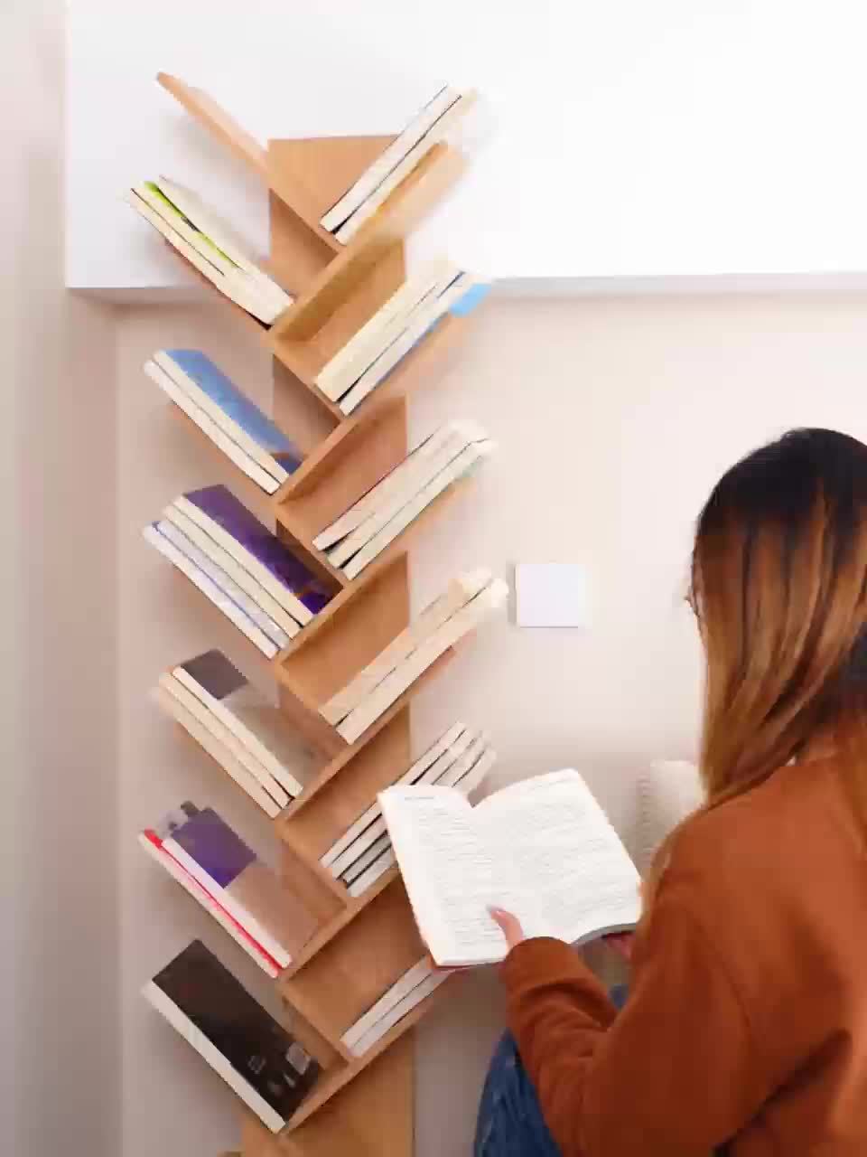 Libreria a Forma di Albero - Libreria Moderna a 14 Ripiani dal Pavimento al Soffitto, Realizzata in Materiale Legnoso Alto, Ideale per Conservare CD/Film/Libri. Libreria Pratica Adatta per Camere da Letto, Soggiorni e Uffici Domestici