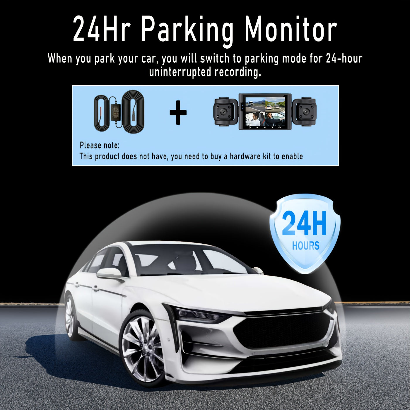 BCUOZ Dash Cam per auto 360 gradi con lente 3/4, 1080P, per auto, registrazione anteriore 1080P e posteriore/sinistra/destra 720P, con scheda di memoria da 64 GB, telecamera rotante a 360 gradi, registrazione in loop, Super Visione Notturna