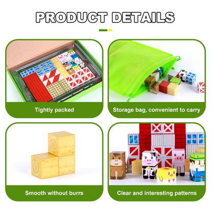 150pcs Set di Blocchi Magnetici da Costruzione - Giocattolo Educativo STEM a Tema Animali da Fattoria e Contadino, Cubi Magnetici Fai da Te per Bambini, Giocattoli Educativi e Creativi, Regalo Perfetto per Natale, Compleanno, Pasqua