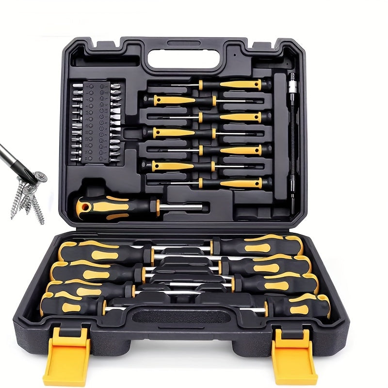 Set di cacciaviti magnetici da 42 pezzi, inclusi cacciaviti a taglio, a croce, esagonali, a stella e di precisione, insieme a uno strumento di smagnetizzazione