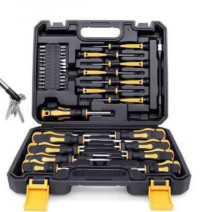 Set di cacciaviti magnetici da 42 pezzi, inclusi cacciaviti a taglio, a croce, esagonali, a stella e di precisione, insieme a uno strumento di smagnetizzazione