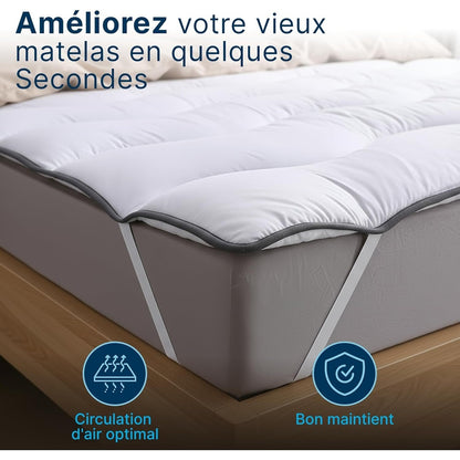 Materasso Cloud 600 Gsm Morbido e Traspirante in Fibre Vergini - Tessuto Morbido e Piacevole al Tocco, Design Ondulato Confortevole, Cinghie di Retenzione Elastiche, Lavabile in Lavatrice