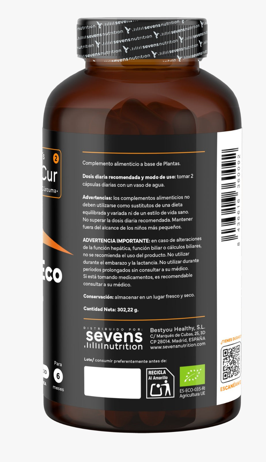 Confezione da 2x Curcuma ECO con Zenzero e Pepe Nero – 1410 mg per Dose – 730 Capsule Vegane – Formato XL Risparmio – Sevens Nutrition
