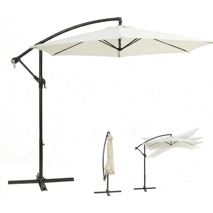 Ombrellone a banderuola Sekey 300 cm con tettuccio inclinabile, ombrellone con palo in alluminio da 48 mm e 6x stecche in acciaio, ombrellone da giardino e terrazza rotondo pieghevole, inclusa cinghia aggiuntiva antisgambo